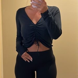 LoyLab long sleeve top with gathered front detail
